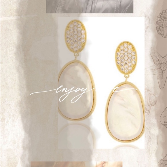 Petite Bezel Set CZ & Mother of Pearl Drop Earring